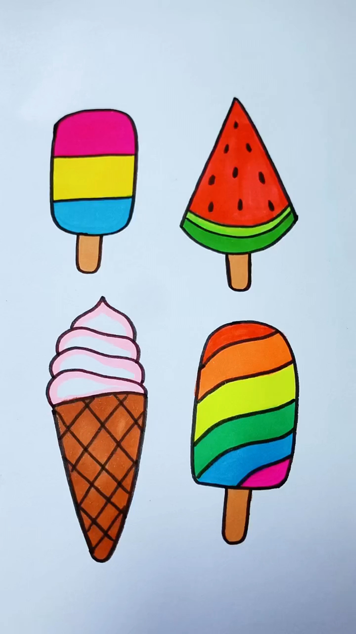 #简笔画#简笔画各种雪糕