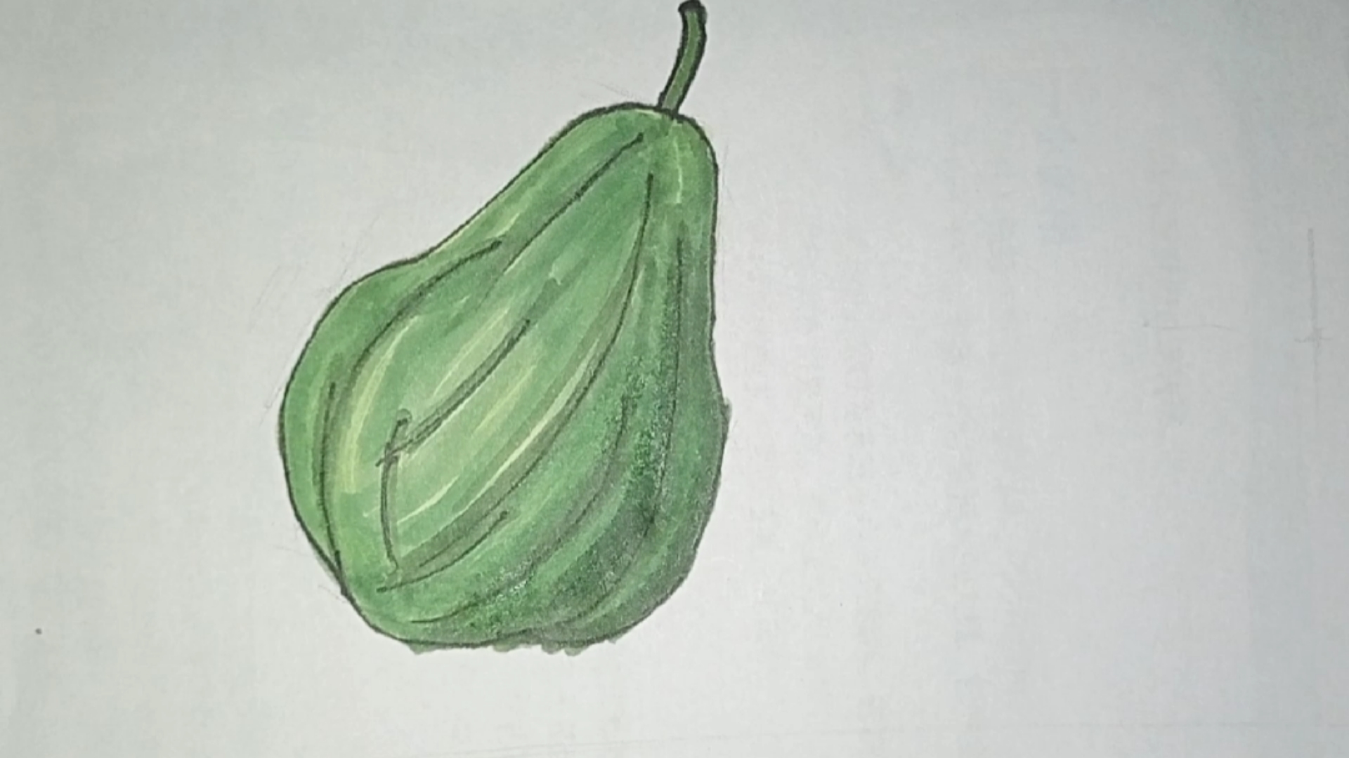 #绘画#简笔画蔬菜佛手瓜,得名佛手千金贵,结实仙瓜百只香!