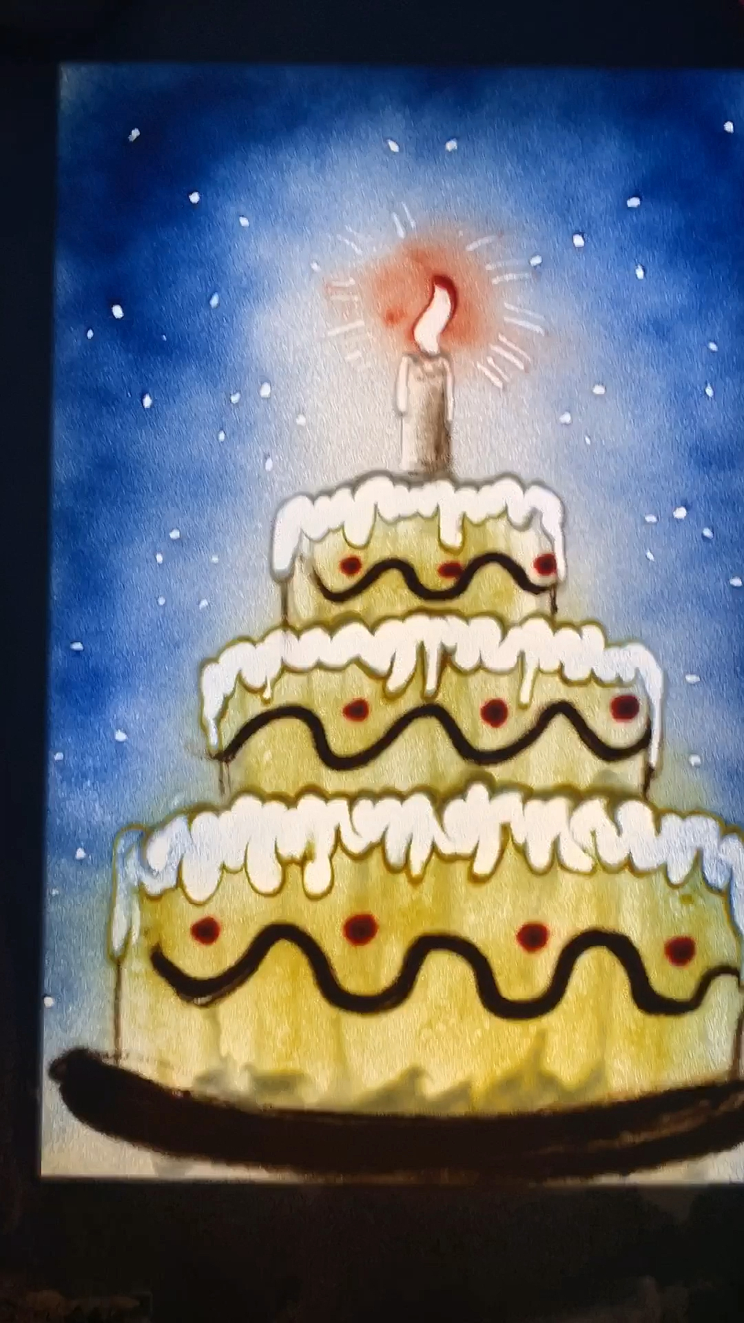 #生日快乐#沙画做一个蛋糕,送给快过生日的朋友,祝你生日快乐