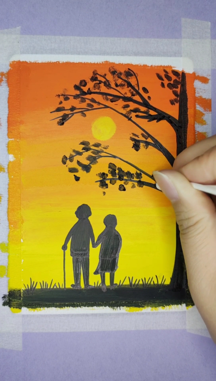 #画画原来如此简单#重阳节快到了,你有多久没有好好陪陪爷爷奶奶了#重阳节#儿童画