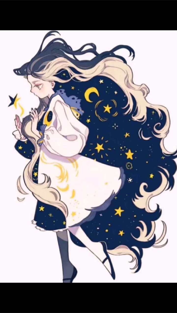 #绘画#线稿临摹月亮少女灵魂画手绘画简笔画绘画教程马克笔绘画画漫画小萌娃简单画动漫人物