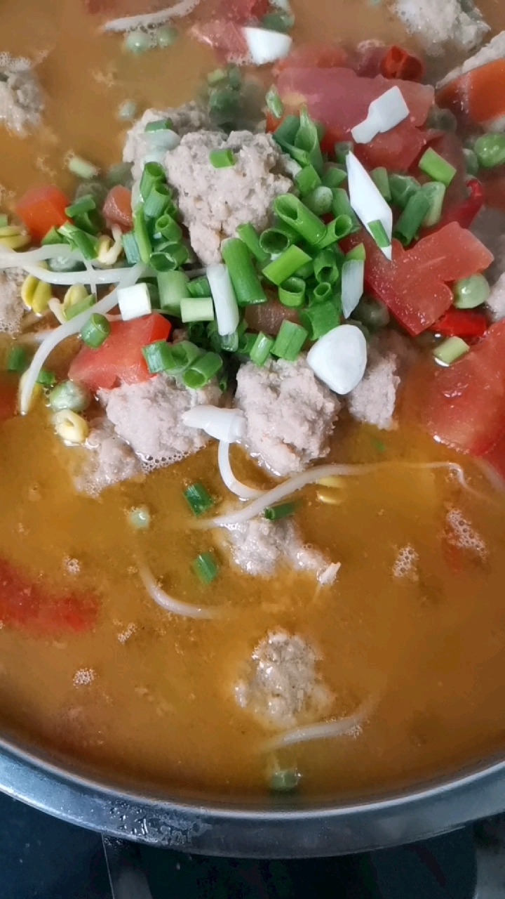 豆芽藩茄肉丸子汤