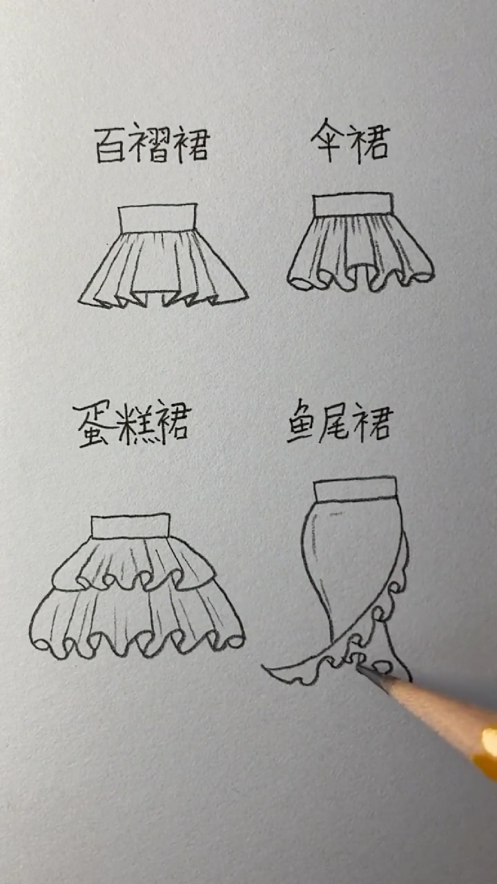 #画画原来如此简单#不同裙子的画法