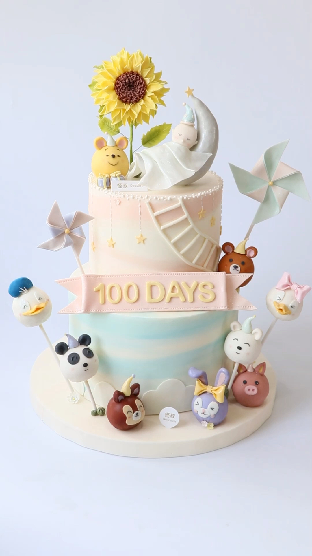 手工巧克力捏塑蛋糕全部可食用口感软糯香甜宝宝百天蛋糕卡通蛋糕甜品台摆台蛋