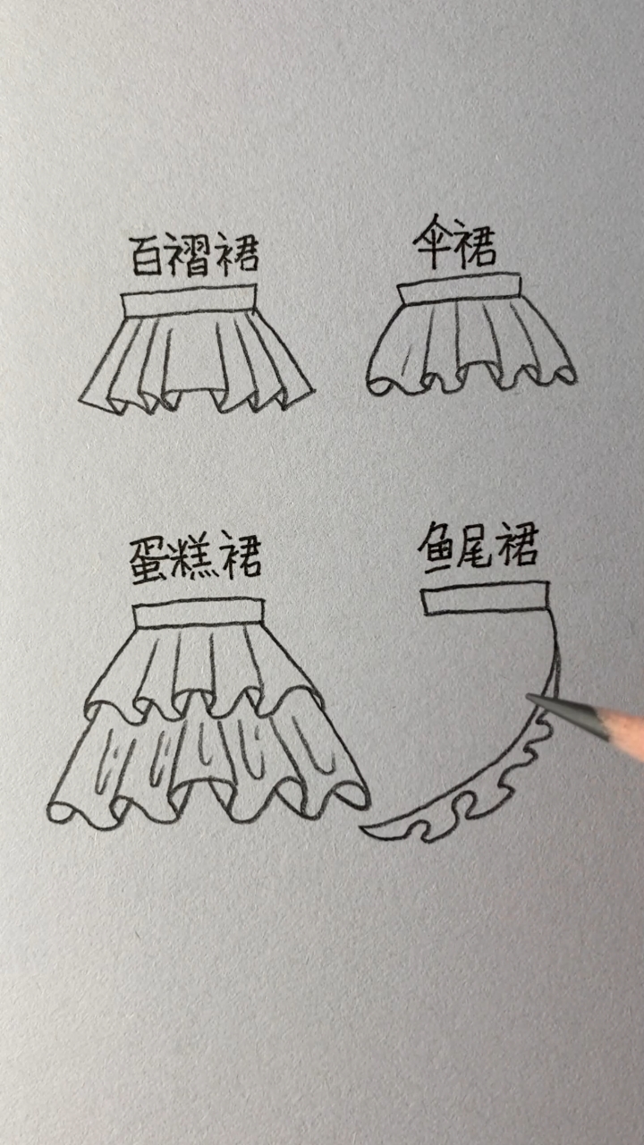 四种裙子的画法,谁都可以画出来