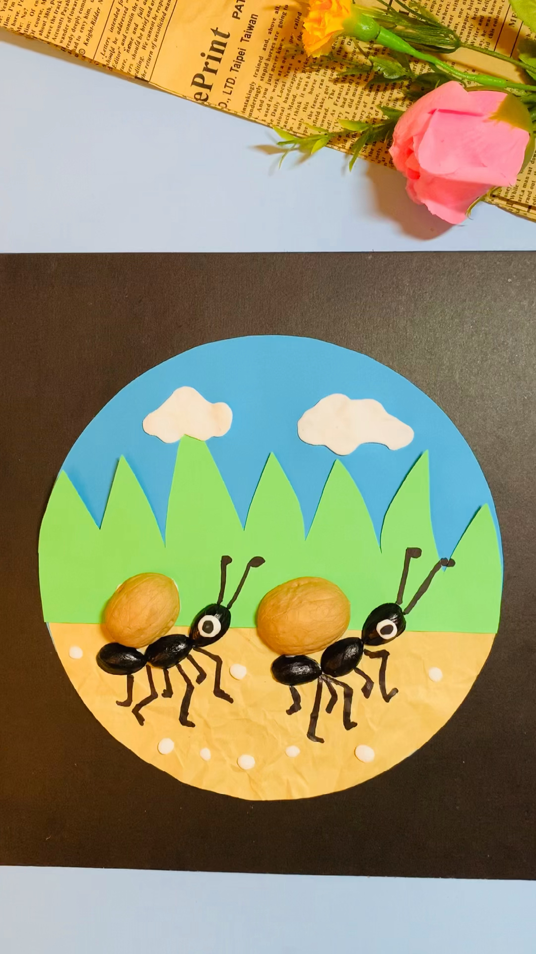 #少儿创意美术#坚果壳剪贴画