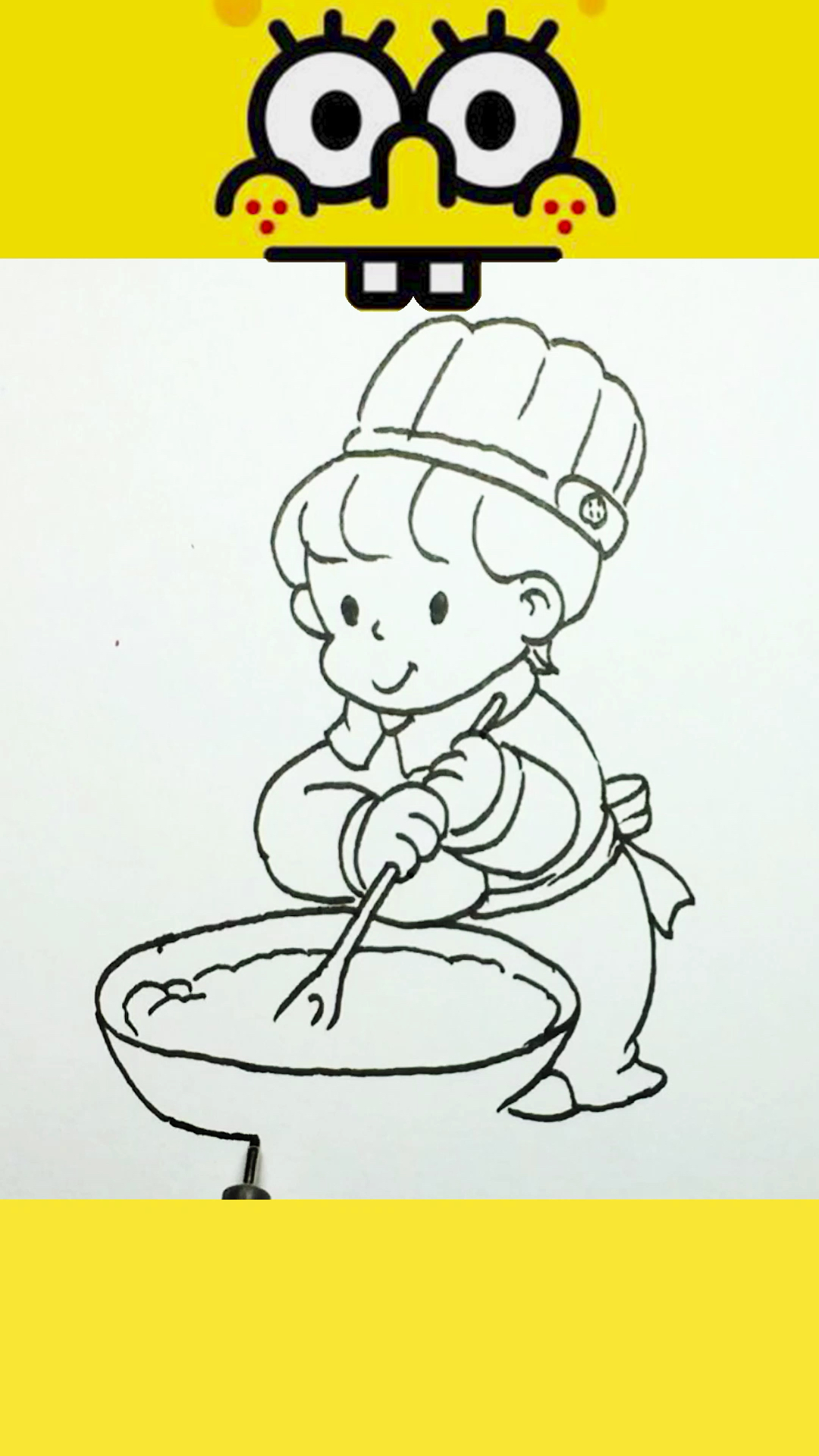 简笔画小厨师饭快好了吧