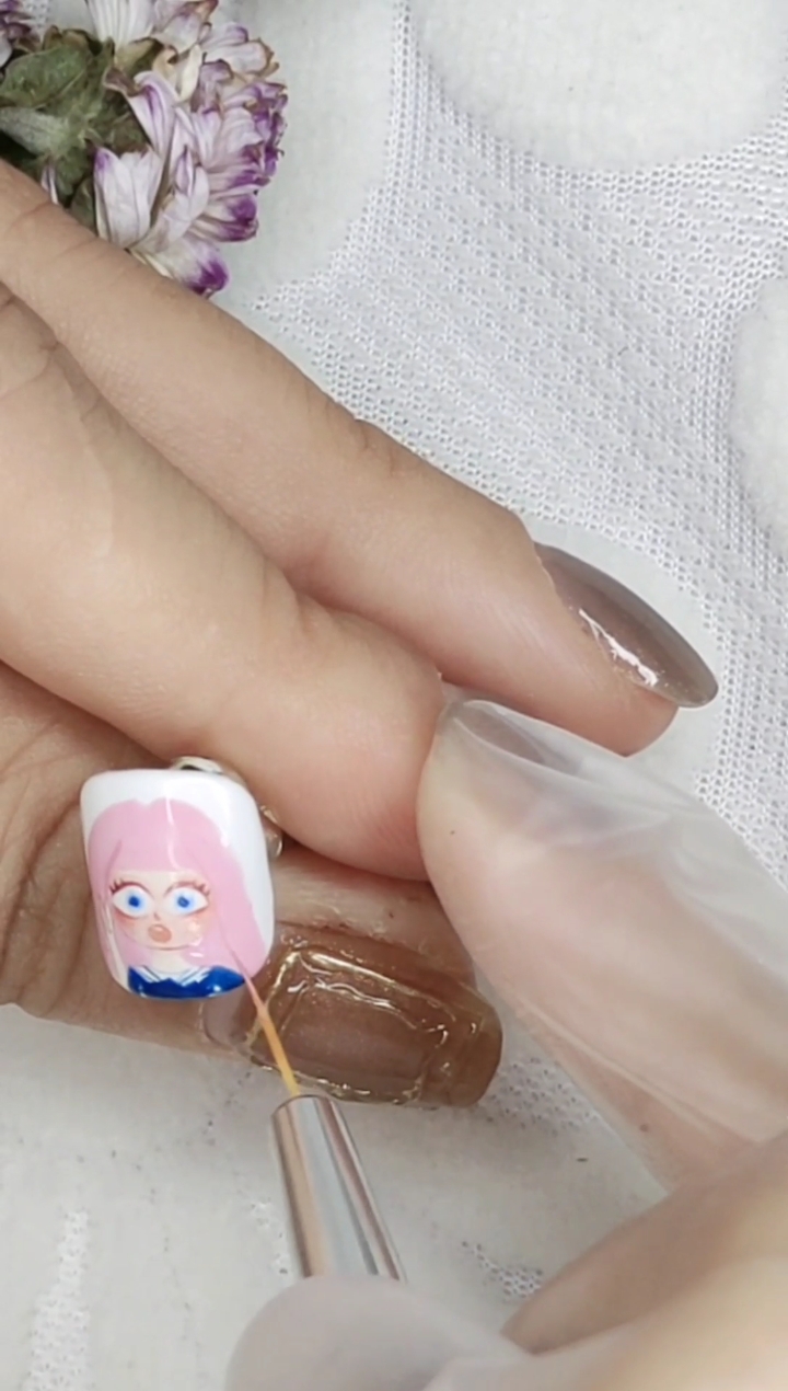 #模仿秀大会#秋季卡通女孩彩绘美甲