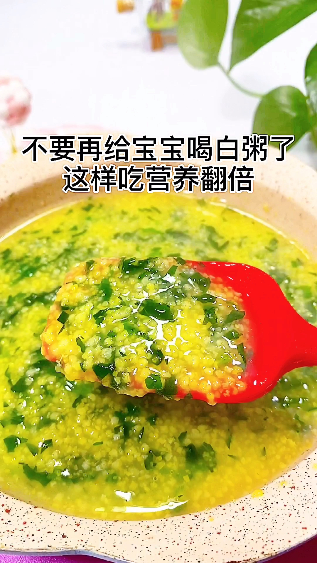 #宝宝辅食#菠菜小米粥,适合8个月以上的宝宝,小宝宝可以打成泥添加