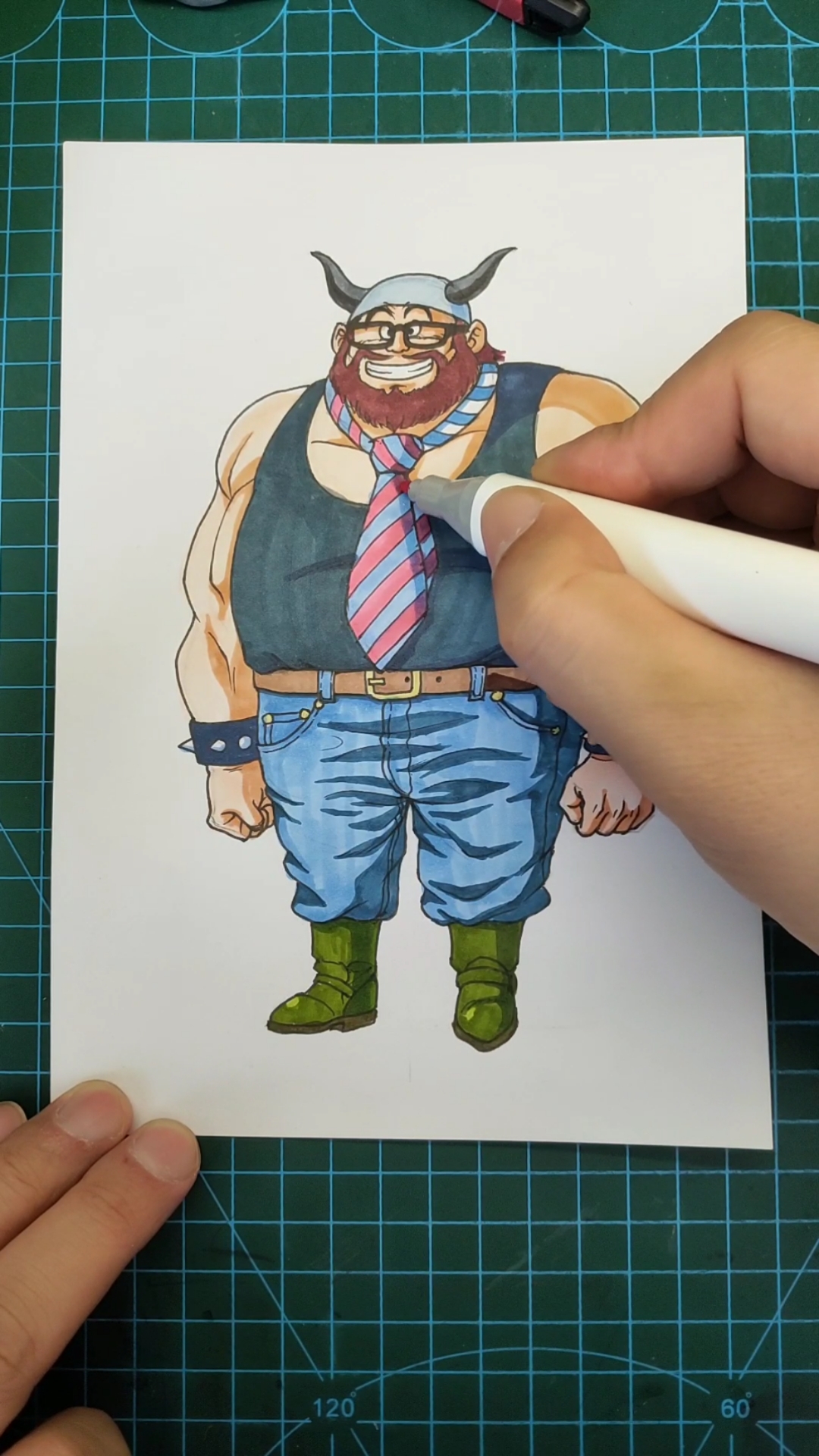 #动漫手绘#动漫中戴眼镜打领带的男生