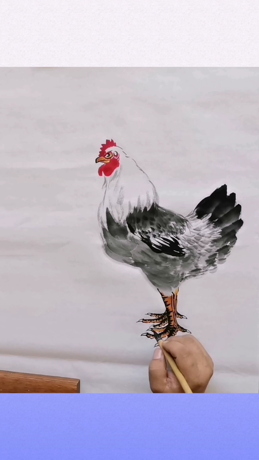 王兴民国画公鸡:母鸡的画法