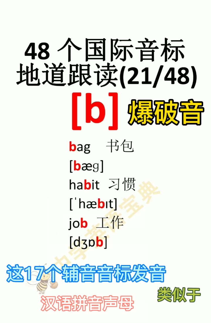 #英语#17个辅音音标发音类似于汉语拼音声母结合拼拼法秒杀单词:背元音,听辅音