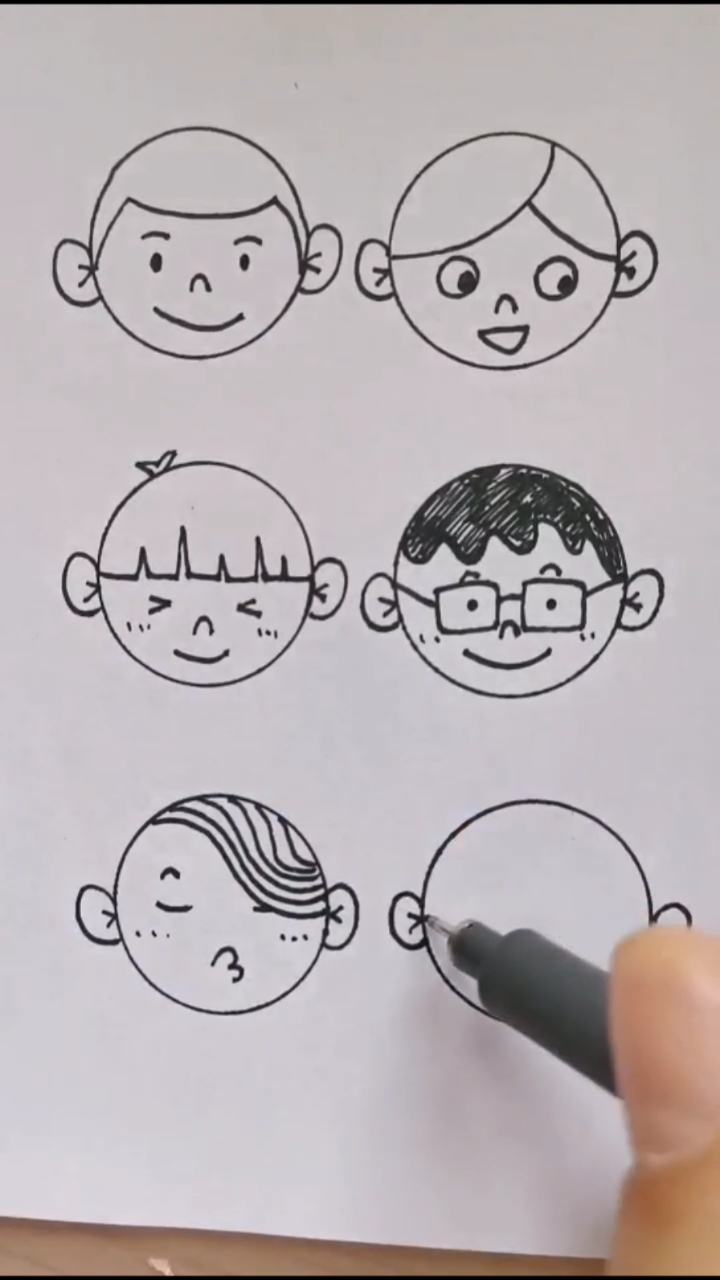 #简笔画#李点点简笔画～硬币版男生头像来啦