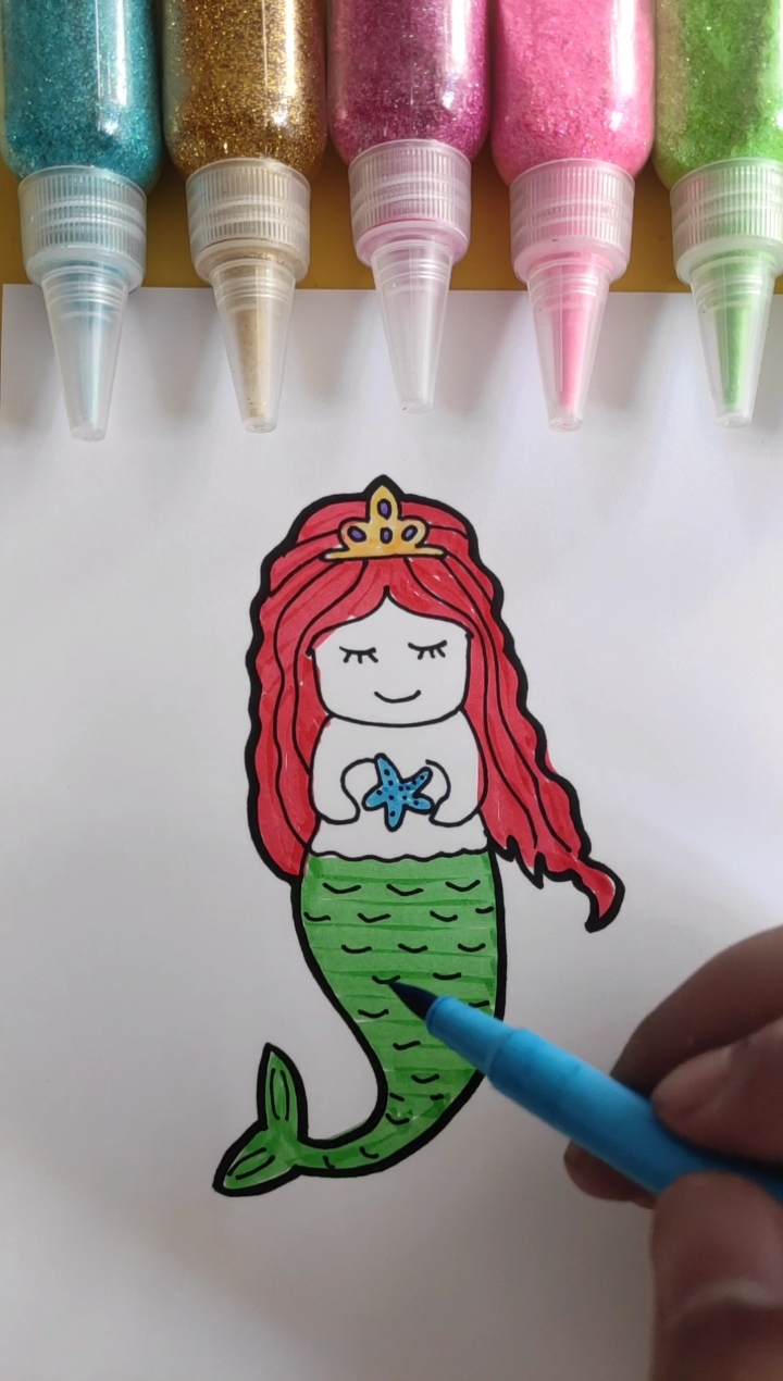 #简笔画#简笔画美人鱼公主