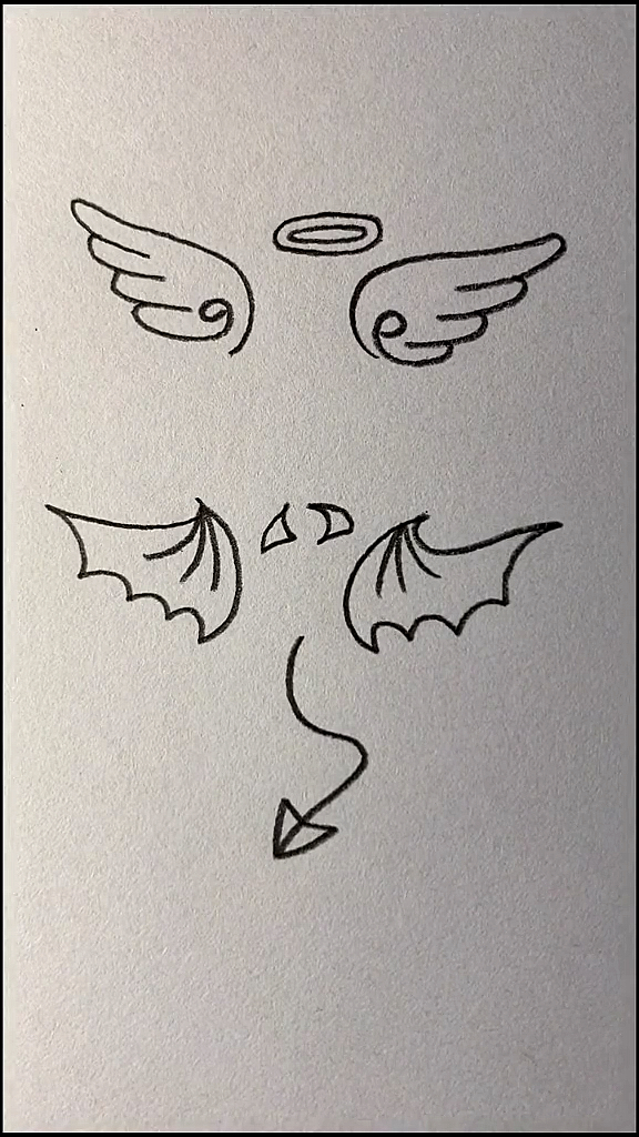 #简笔画#画天使与恶魔的标志