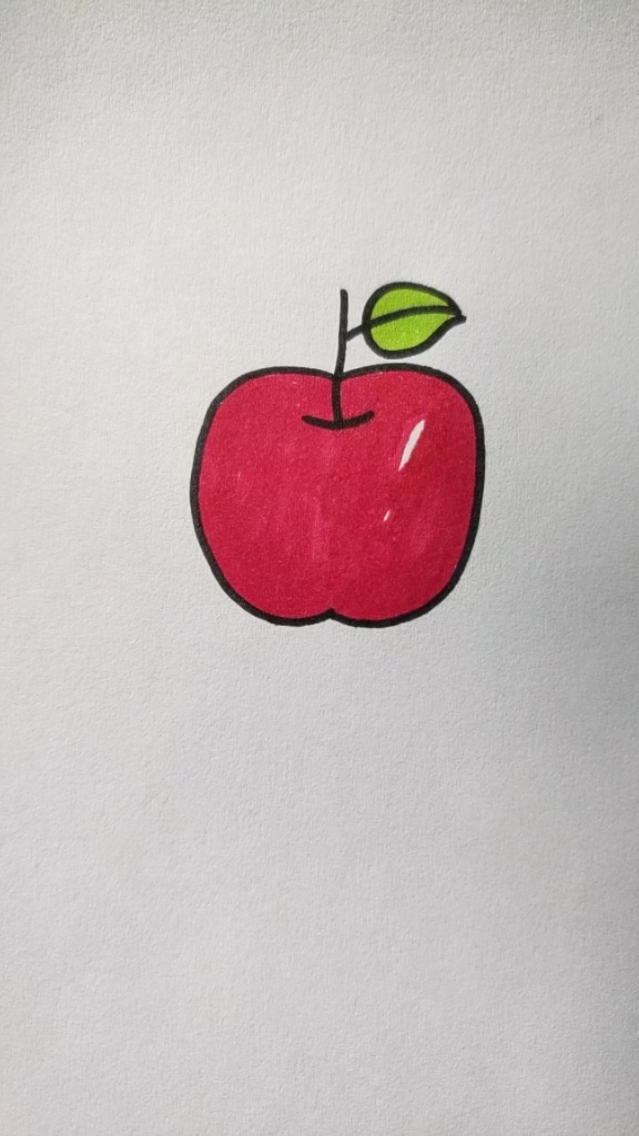 #简笔画#苹果的画法