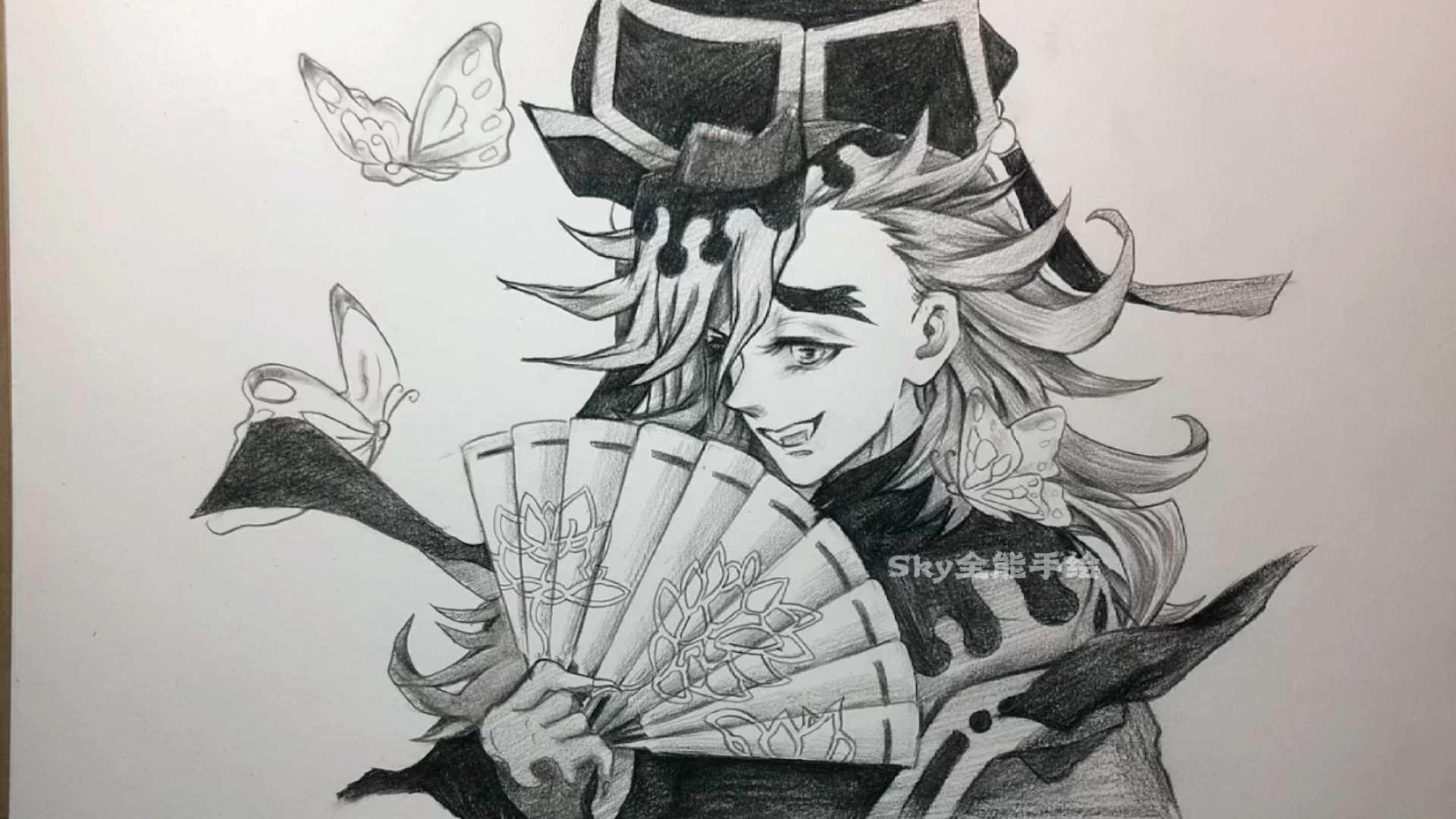 #画画原来如此简单#手绘鬼灭之刃动漫人物童磨过程