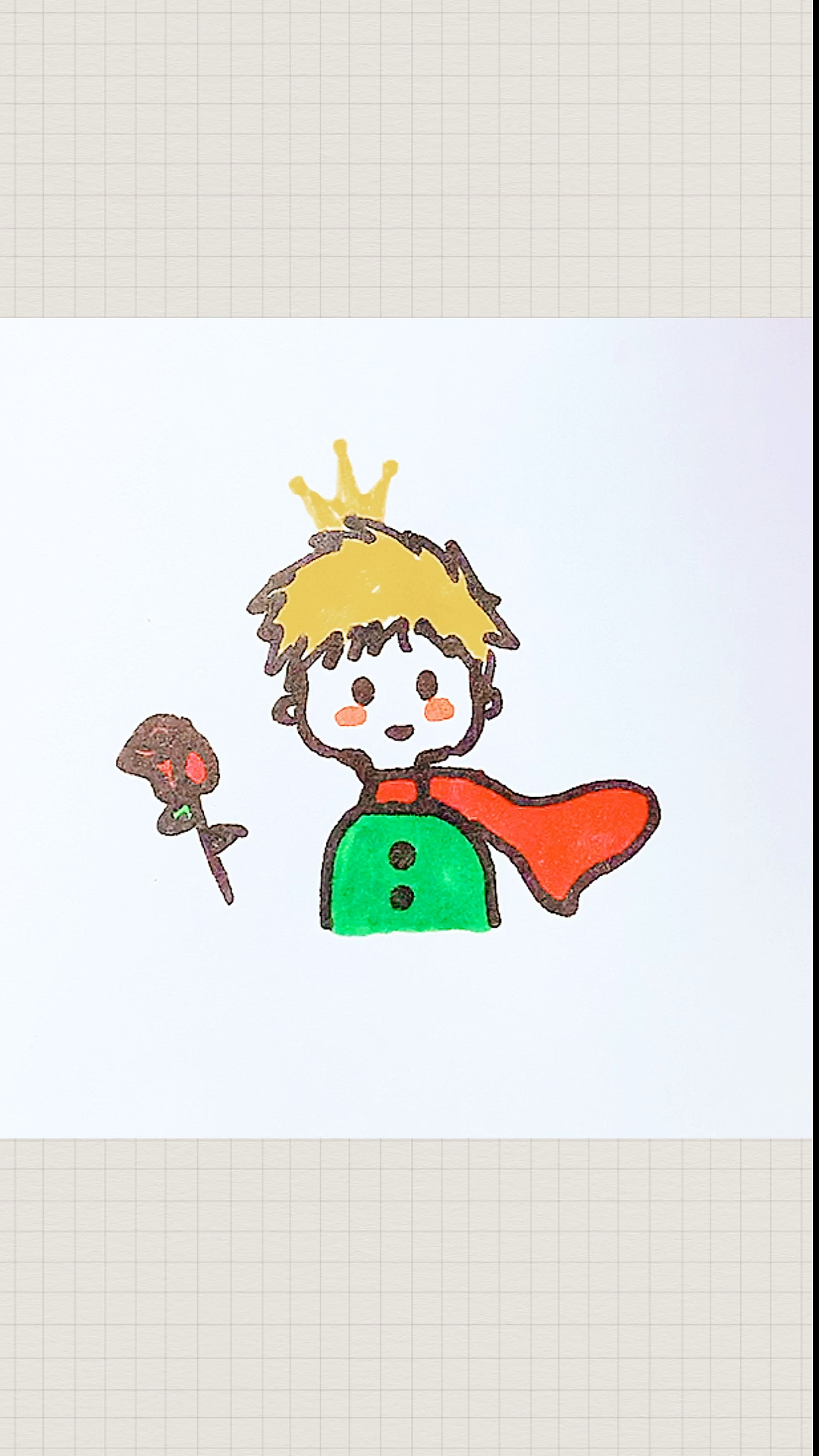 #简笔画#小王子和玫瑰花简笔画～