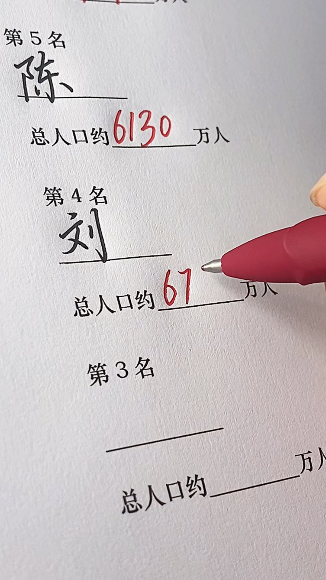 #全民最牛手艺人#你的姓氏排第几?