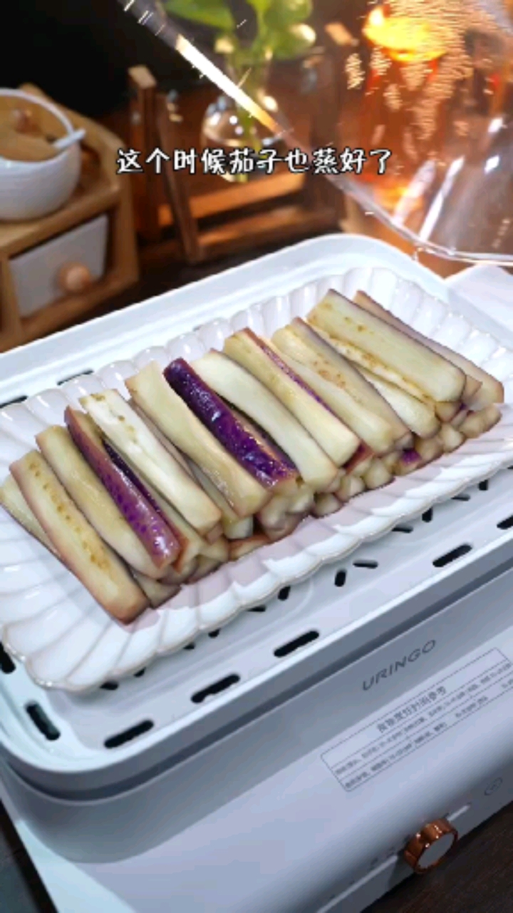 美食,蒜蓉蒸茄子