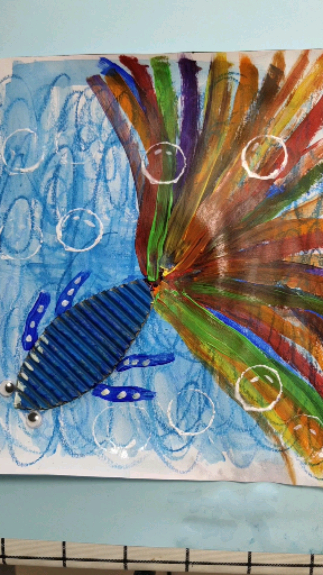 #儿童创意美术#见过孔雀鱼开屏