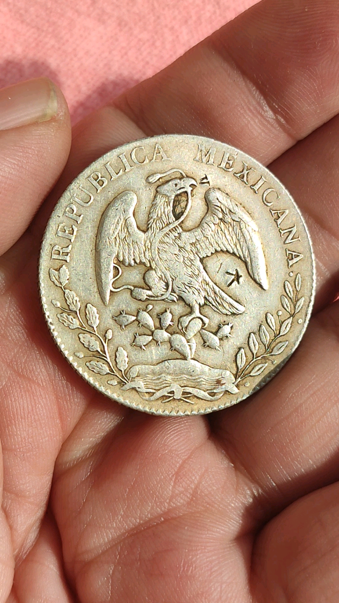 一个有戳记的墨西哥鹰洋银币.-度小视