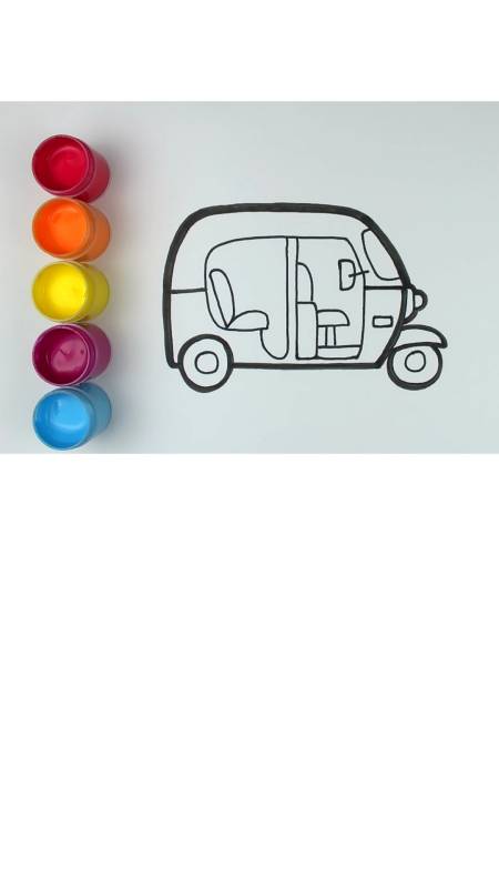 儿童绘画着色启蒙#宝宝涂鸦嘟嘟车的绘画和着色