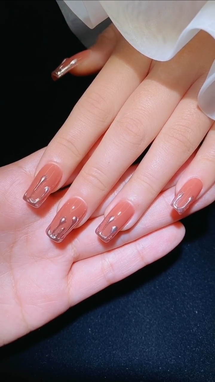 美甲#墨镜水滴甲