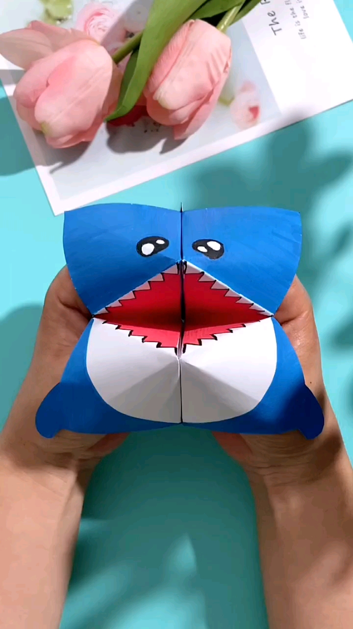 幼儿纸盒制作牙齿鲨鱼图片