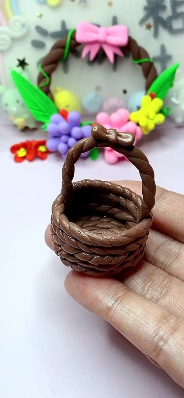 可爱到爆了#粘土篮子