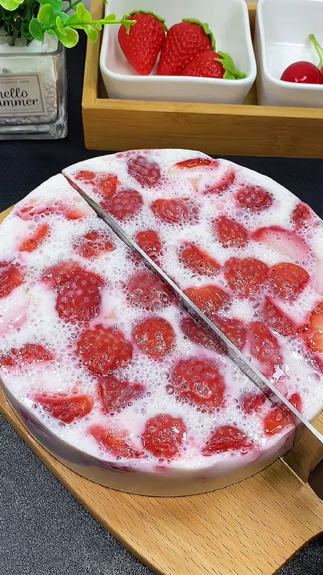 美食#草莓果凍布丁