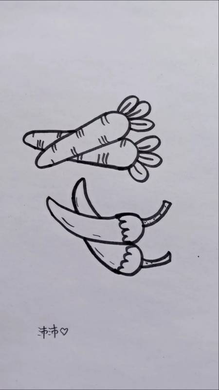 画画原来如此简单#用数字3画胡萝卜和辣椒