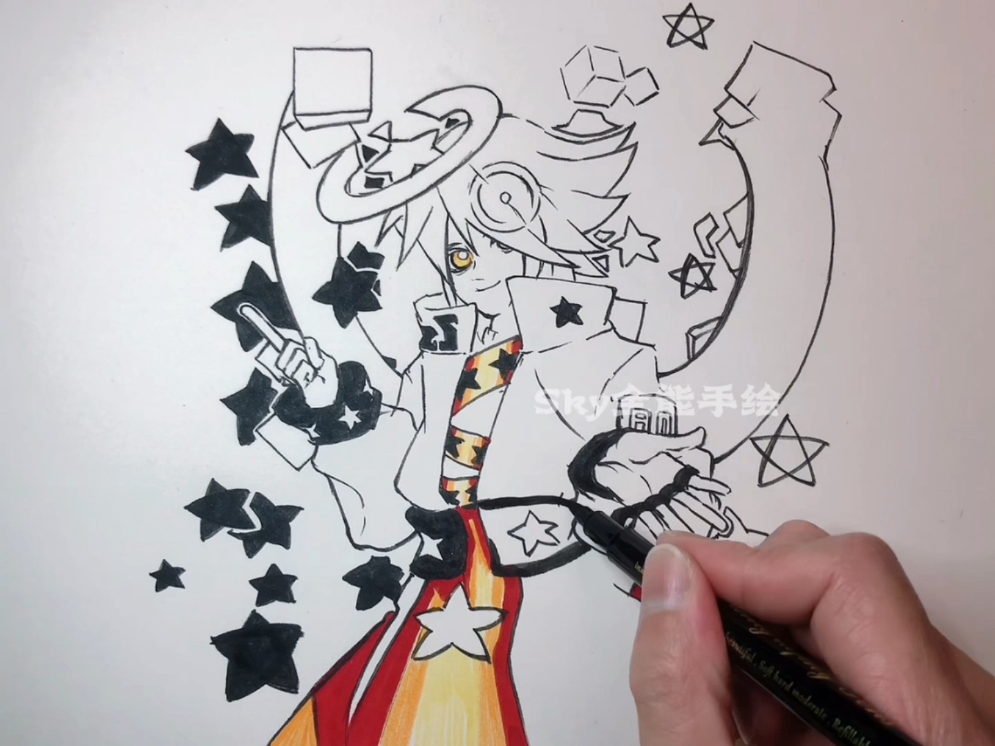 画画原来如此简单#凹凸世界动漫人物丹尼尔绘画过程