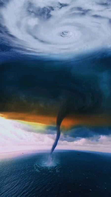 看看这两大龙卷风蘑菇云把海水吸到外太空了