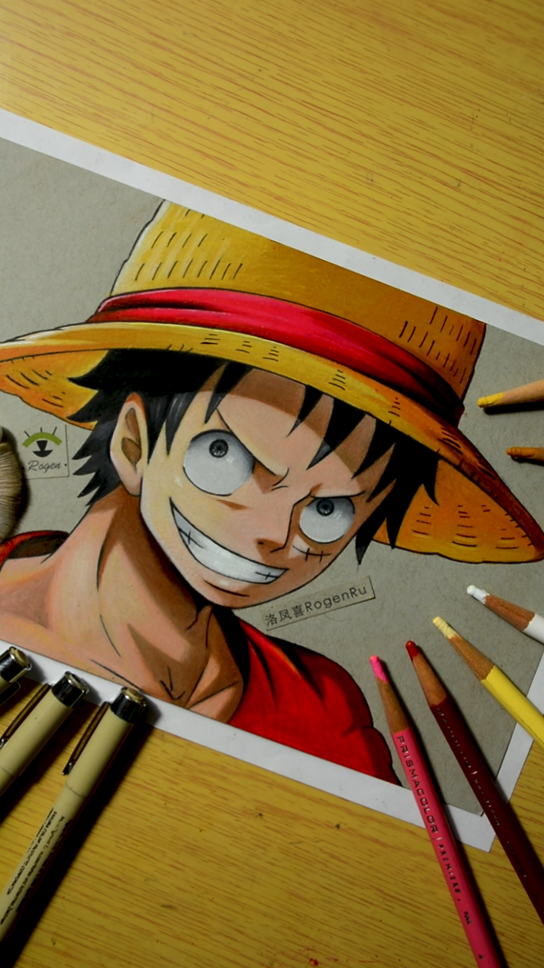 大显身手#彩铅手绘动漫《海贼王》漫画人物之路飞-度小视