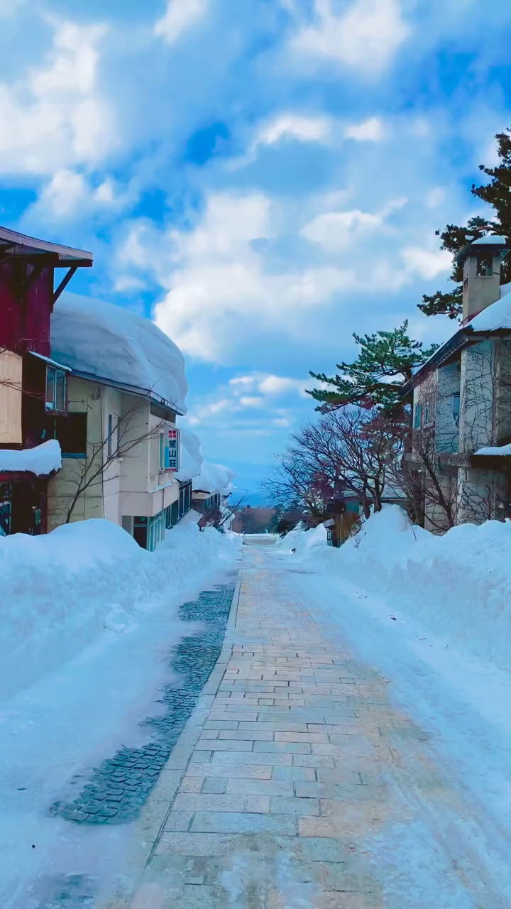 日本北海道农村雪景