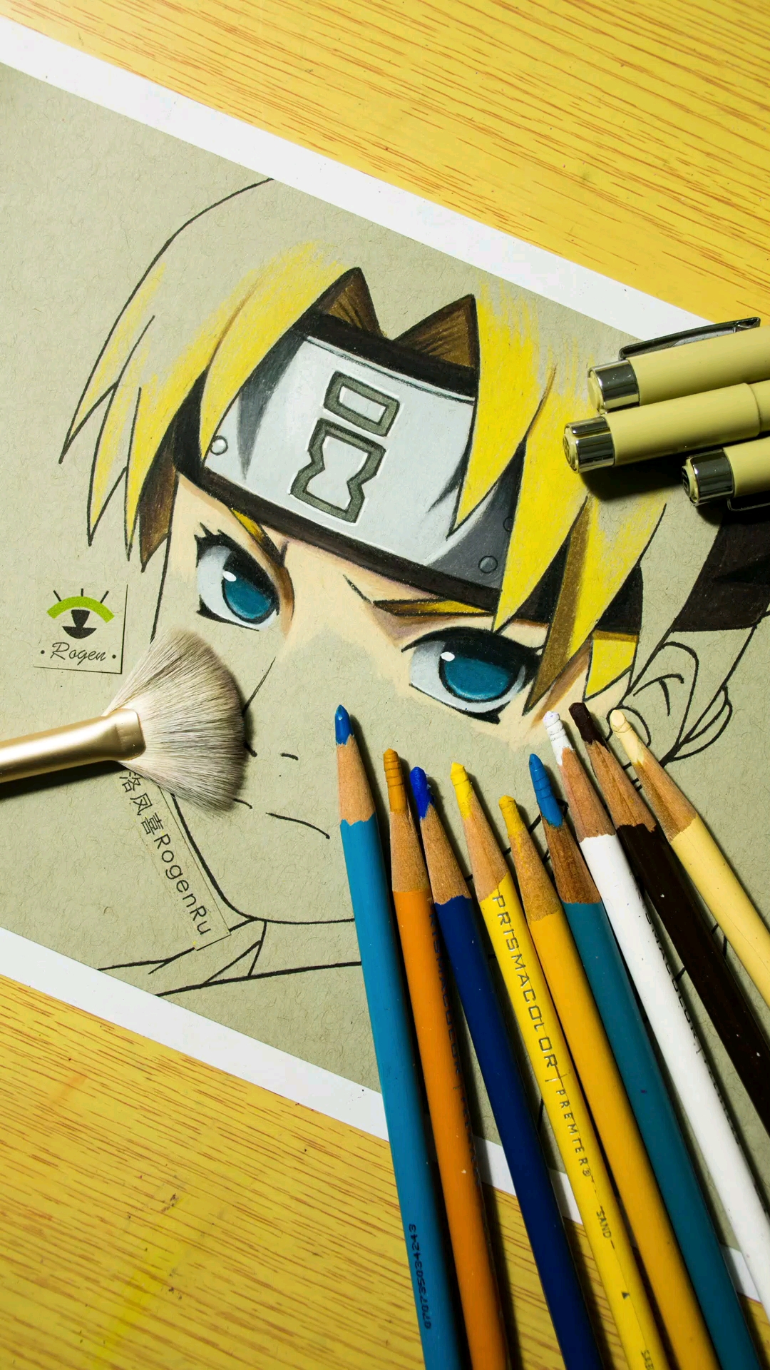 萤火打卡用彩铅画动漫美貌与身材并存的大美女手鞠