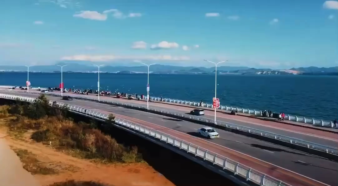 昆明最美环湖路,人与红嘴鸥,治愈系风景.