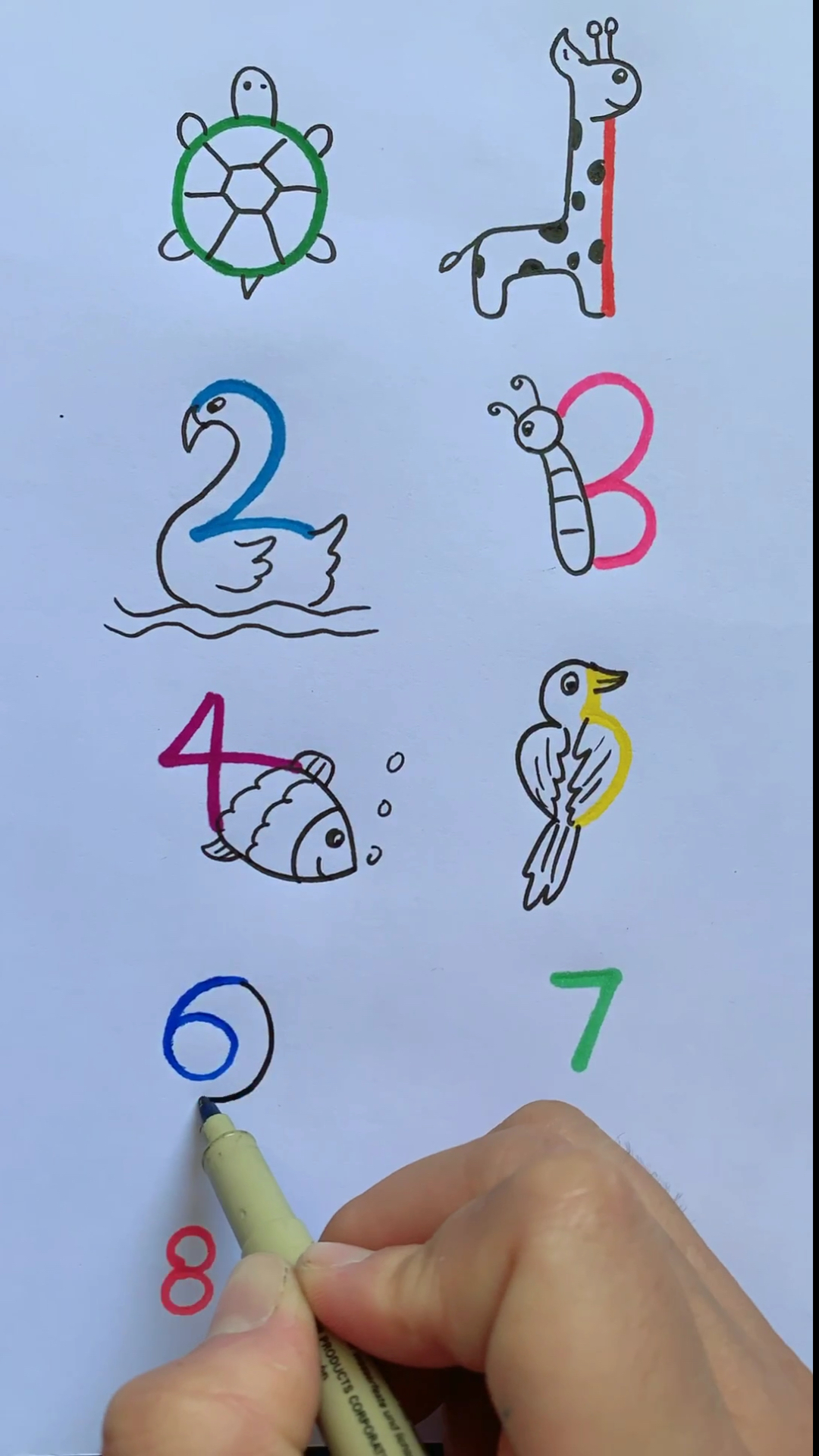 创意数字画#数字1到9画出不同的小动物.-度小视