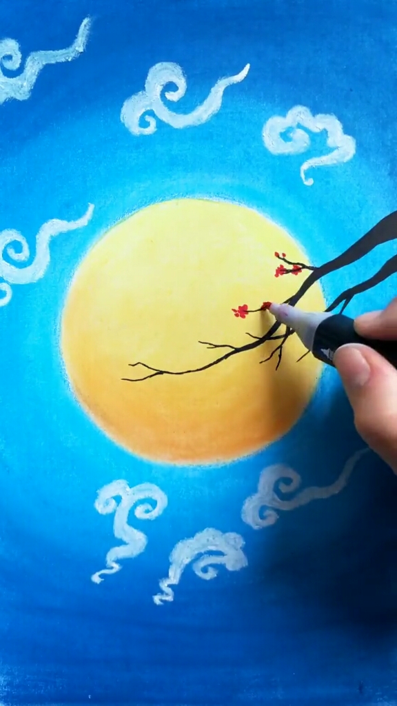 画画原来如此简单绘画中秋花好月圆喜欢的可以学起来祝大家中秋快乐
