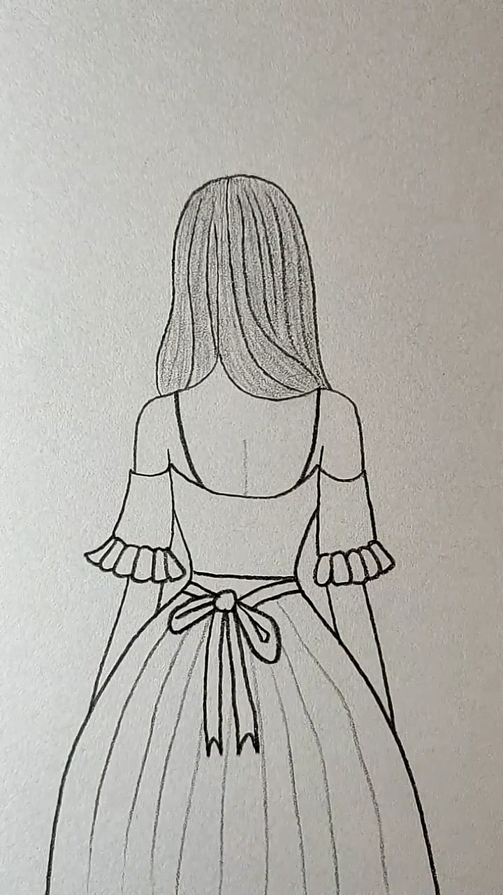 女孩子的简笔画穿裙子图片