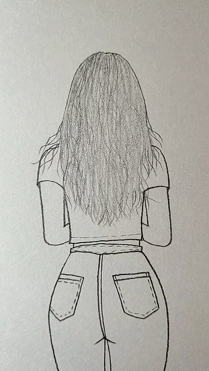 简笔画#画长发女生背影