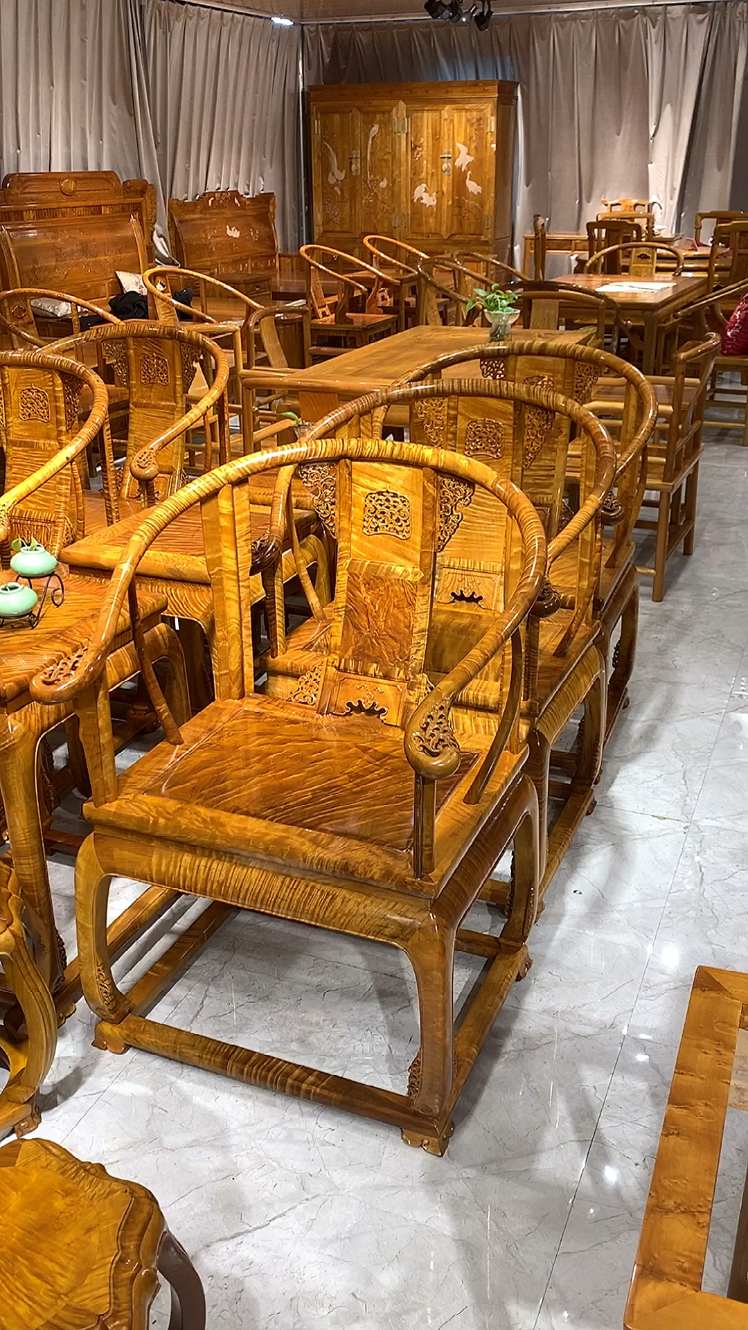 红木古典家具#金丝楠木皇宫椅三件套