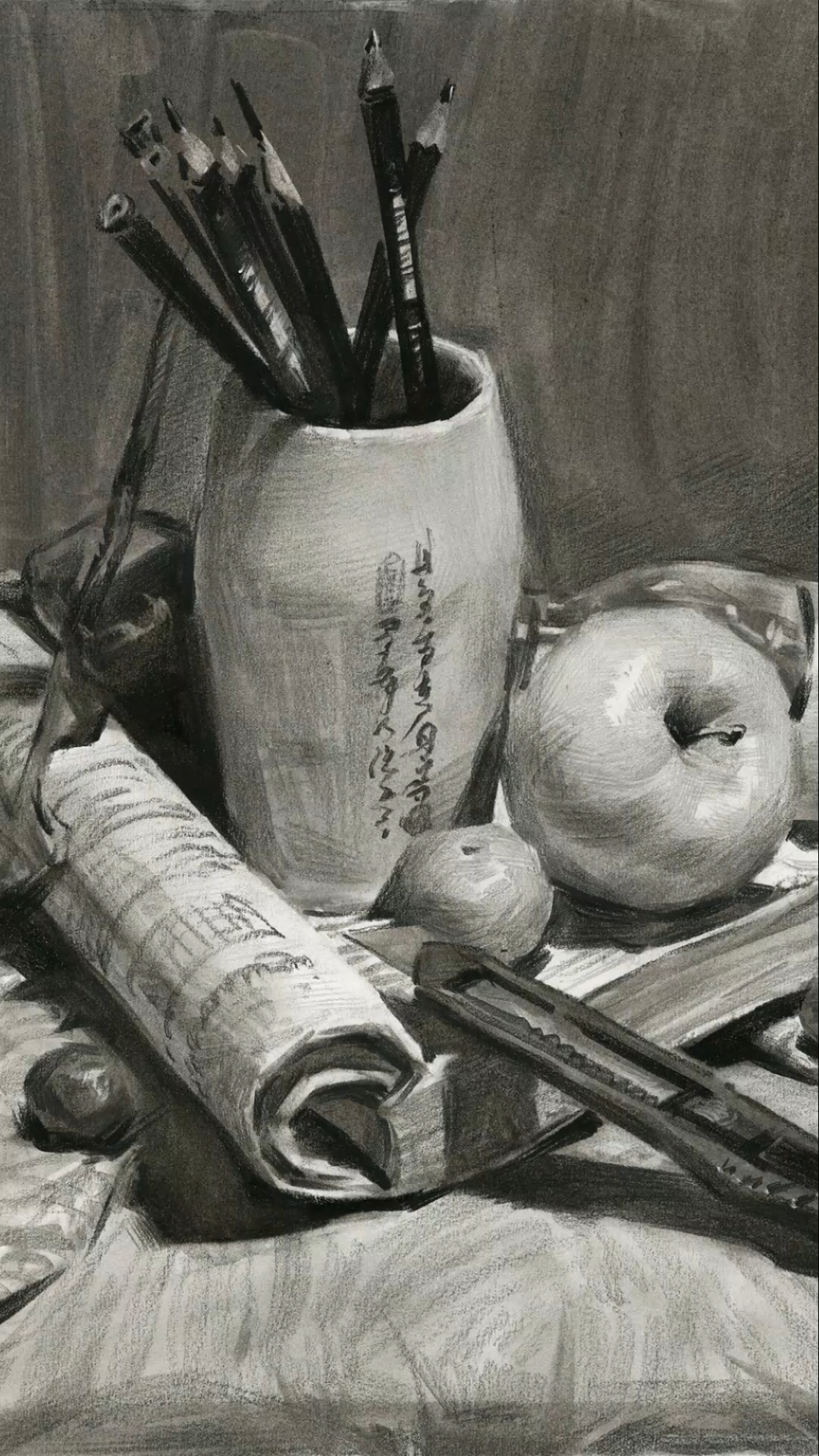 绘画#刘斌老师素描静物作画过程 步骤-度小视