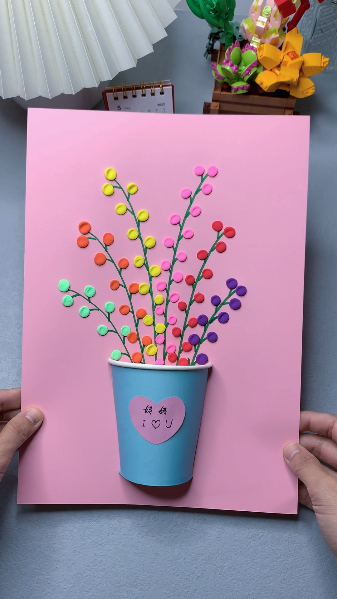 用黏土粘贴的小花,简单好看