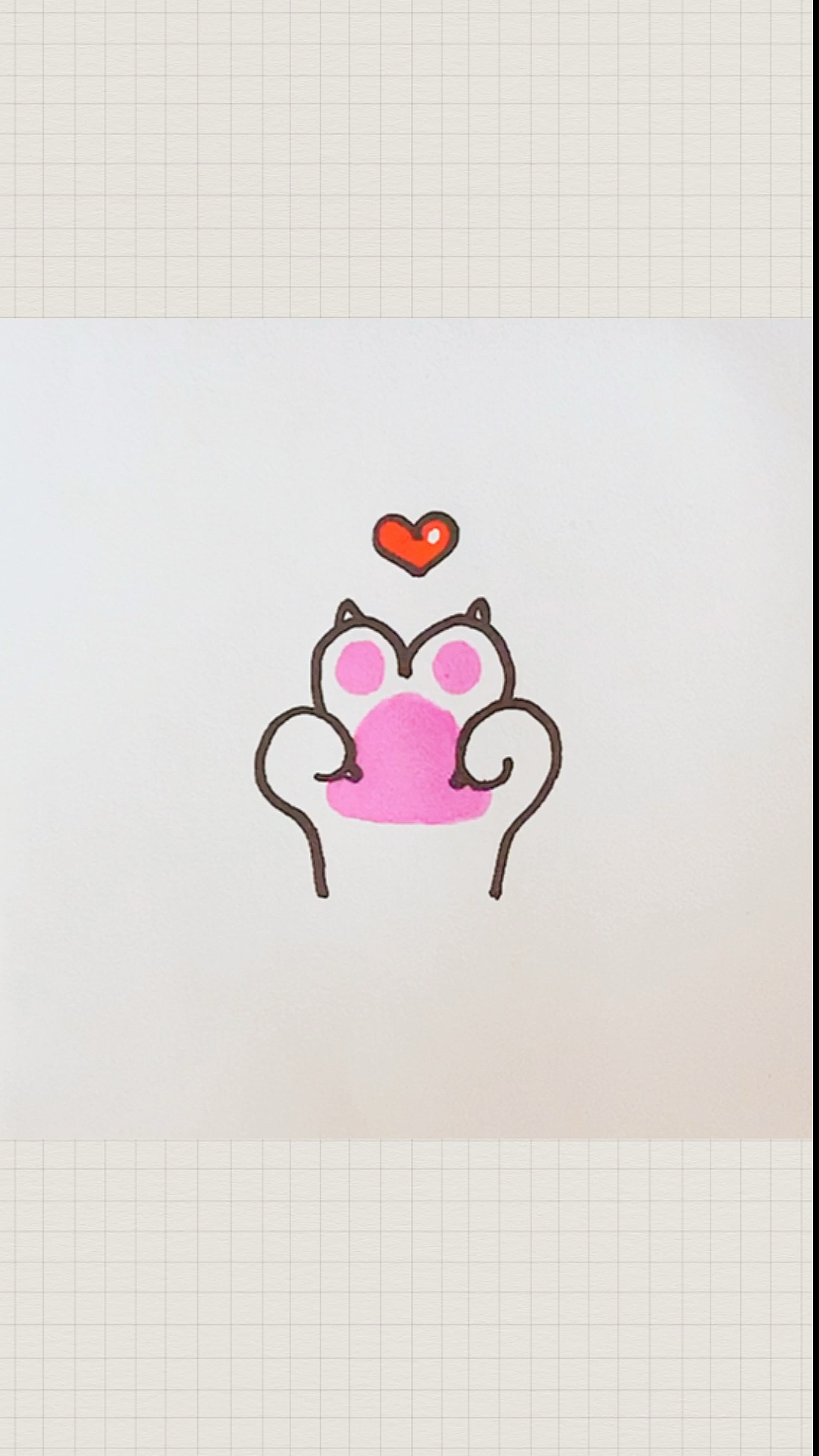 简笔画#可爱猫爪比心简笔画