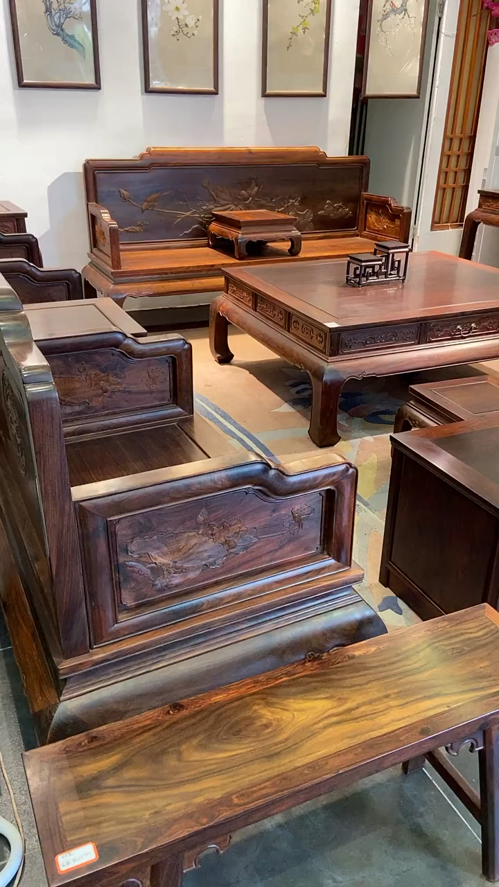 古典红木家具大红酸枝荷花和和美美沙发