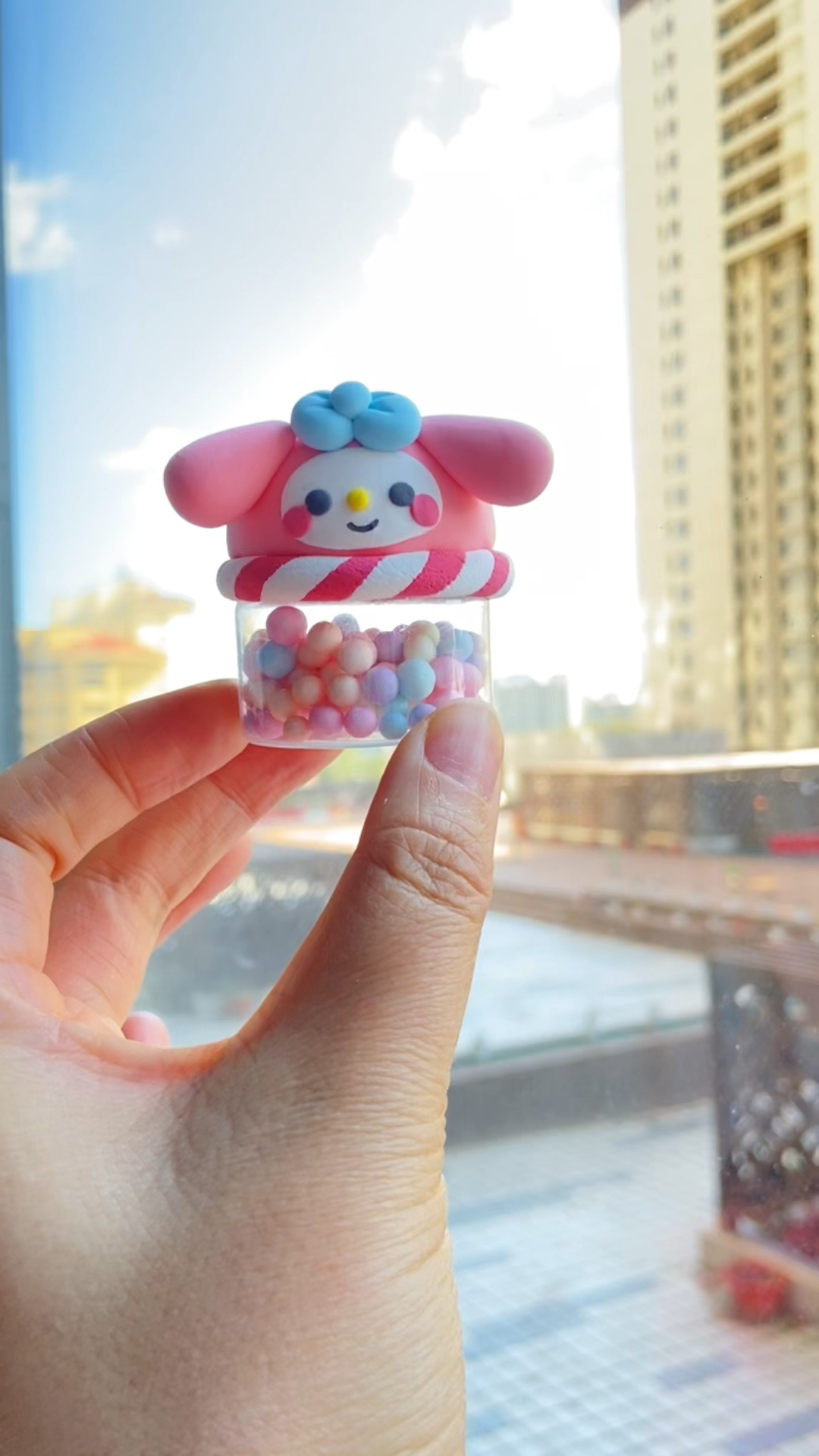 超轻粘土#用小罐子做个美乐蒂摇摇乐