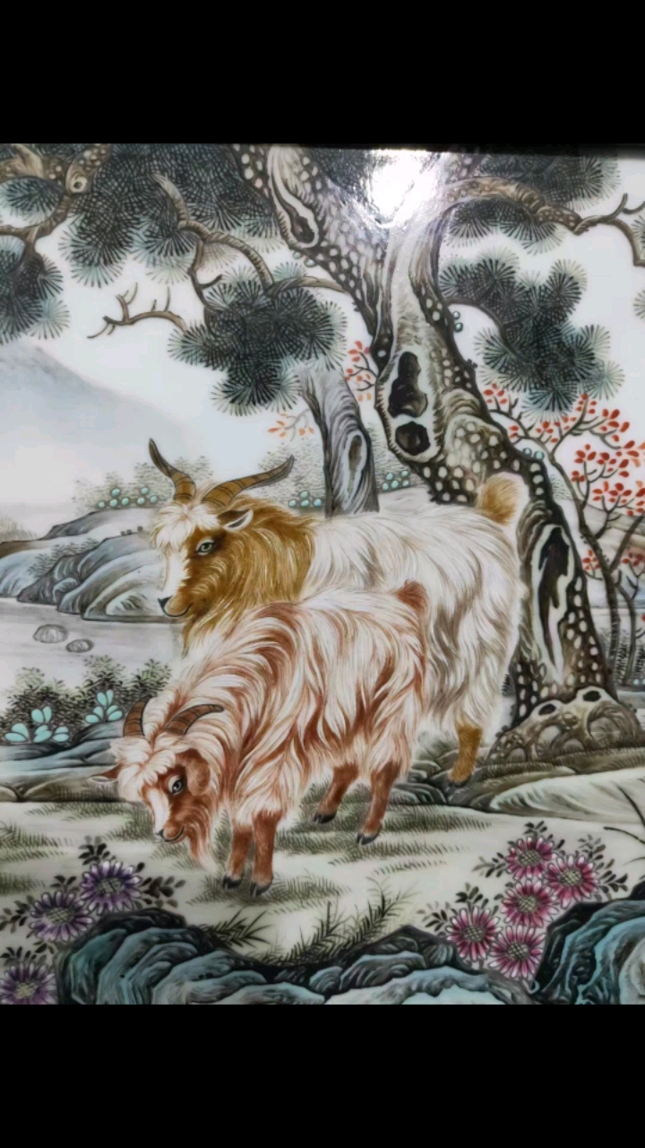春日野餐好去处#粉彩手绘吉羊开泰瓷板画#两个辛丑年的对比刷屏