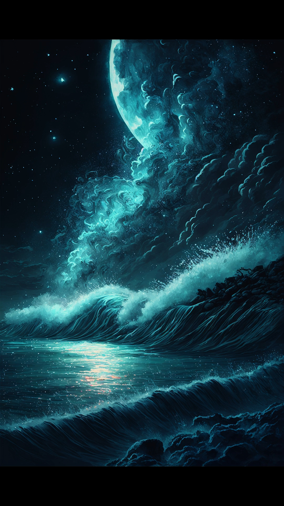 手机壁纸#浩瀚的星空大海,强烈建议手机设置护眼模式,亮度调到最高